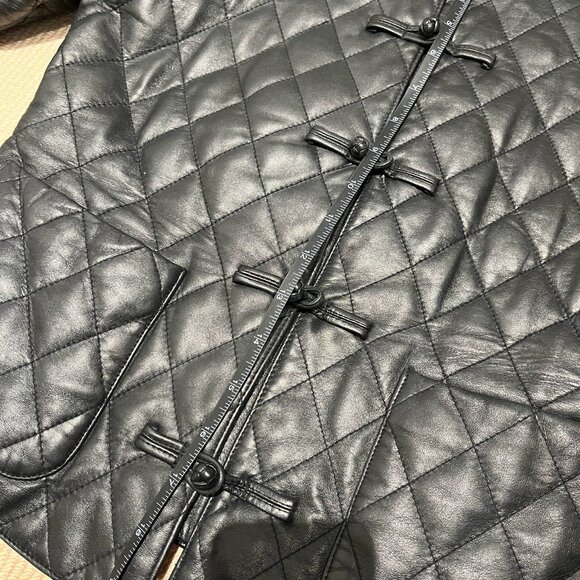 SHANGHAI TANG Women’s US 4 Black Leather Jacket Coat,  Silk Lining - Picture 7 of 9